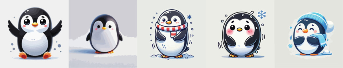 collection of cute and penguin vectors