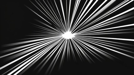 Obraz premium Abstract monochrome radiating lines converging to bright center.