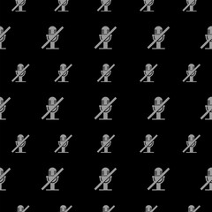 Mute microphone icon isolated seamless pattern on black background