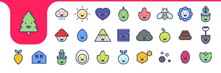 Fototapeta premium Introduction to nature for children Line Icons Collection – Minimalist Vector Design and Illustration