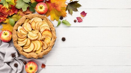 Apple pie on a wooden table 
