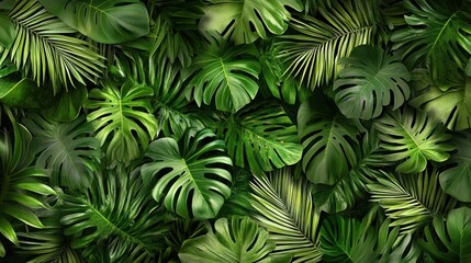 Lush Tropical Leaves Background: A Vibrant Green Paradise