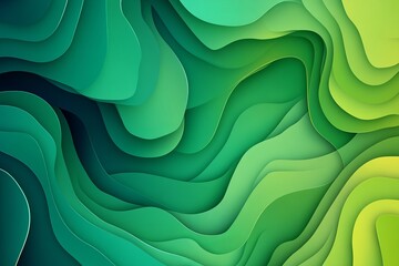Obraz premium Abstract Green Layered Wave Pattern Design