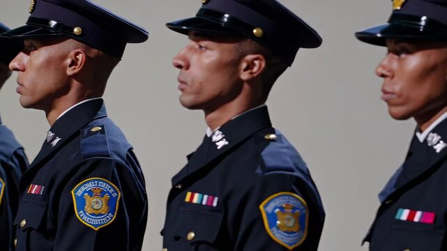 Lineup of Officers in Formation During Formal Ceremony