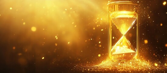 Glowing hourglass against a shimmering ethereal background symbolizing the finite passage of time the relentless flow of moments and the need to seize opportunities before they slip away