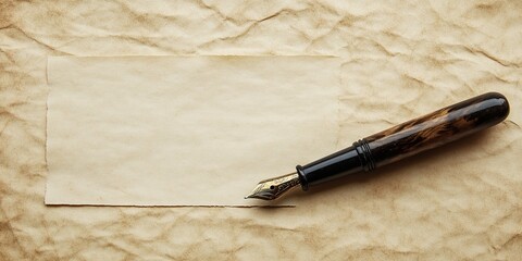 Aged Paper and Ornate Fountain Pen Ready for Writing