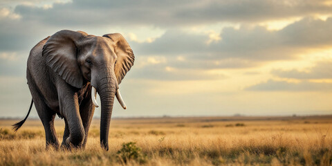 Fototapeta premium Concept photo of an elephant with space for text