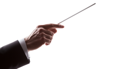 A conductor's hand holding a baton, isolated, on a Transparent Background 