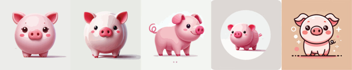 vector collection of cute pigs