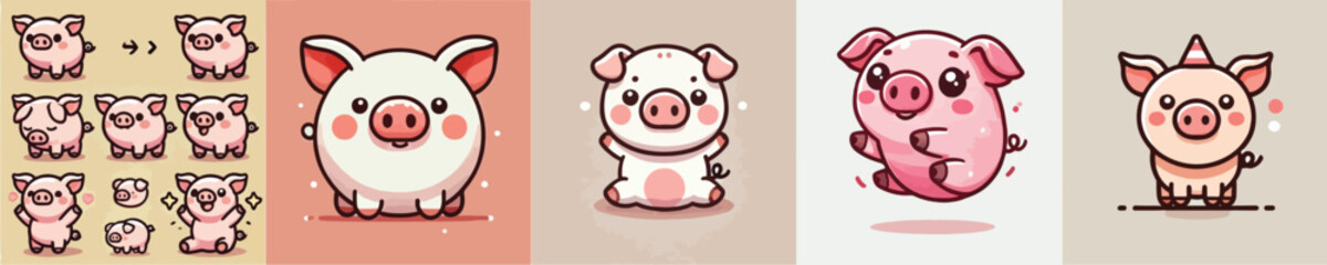 vector collection of cute pigs