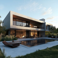 Luxurious modern house with modern architectural design