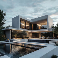 Luxurious modern house with modern architectural design
