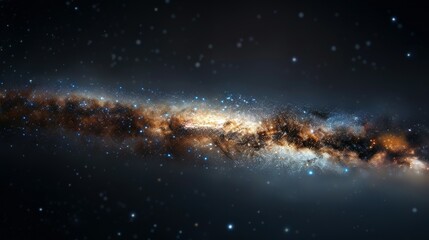 Fototapeta premium A vast celestial body dominates the sky in this photograph, surrounded by multitudes of twinkling stars