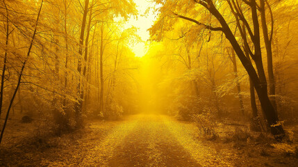 path in the yellow forest. yellow wallpaper.