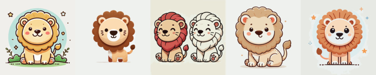 collection of cute and lion vectors