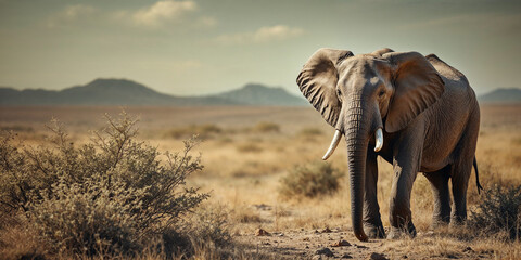 Fototapeta premium Concept photo of an elephant with space for text