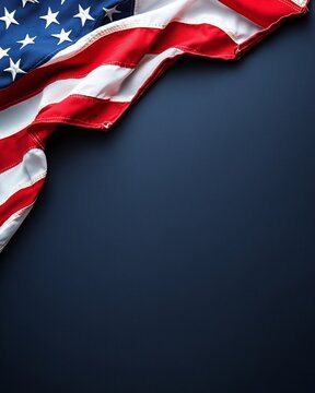 American Flag on Dark Background