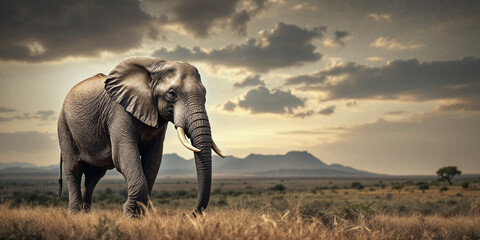Fototapeta premium Concept photo of an elephant with space for text