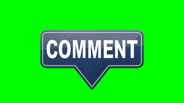Animated "Comment" text with a blue down arrow on a green screen loop video for encouraging viewers to comment on the video