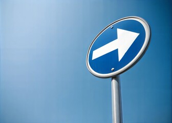 3D Directional Sign Arrow with Copy Space on Blue Background