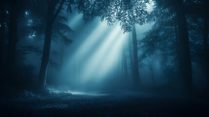 Naklejka premium Mystical Forest Road with Sunlight - Enchanting Pathway in Nature