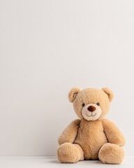 Obraz premium Cute plush teddy bear sitting on a white background