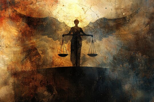 Symbolic Visualization of Good and Evil: Scales of Justice in Abstract Light and Shadow