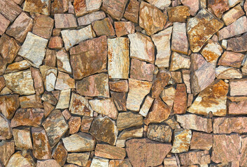 Natural brown stone wall texture detail - Cobblestone	