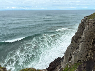 View of the rough ocean from the shore - Torres, Brasil	
