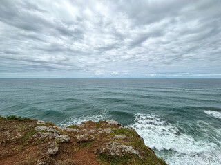 View of the rough ocean from the shore - Torres, Brasil	