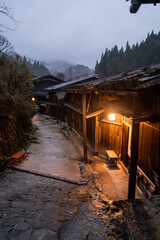 Fototapeta premium japanese village in the night, mountain 