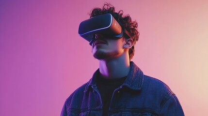 Immersive Virtual Reality Experience: A Man Exploring the Metaverse