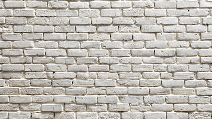 Obraz premium A panoramic background of an old, white-painted brick wall is featured in stock photo 