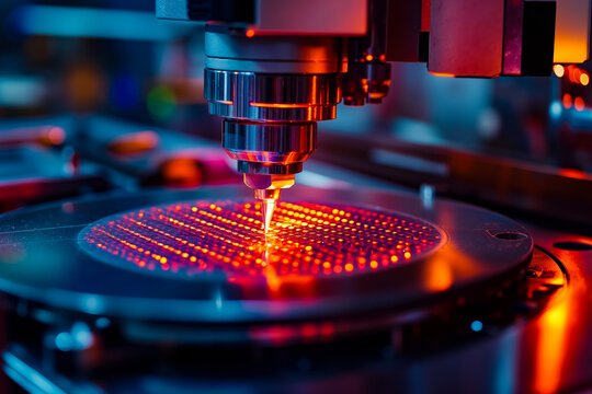 A cnd machine cutting a piece of metal with a laser