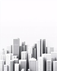 Minimalist Urban Skyline in White
