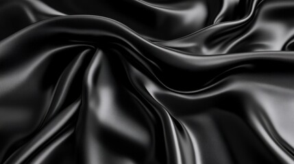 Obraz premium Dark Elegance: Luxurious Black Silk Drapery 