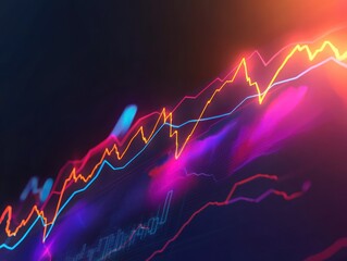 Stock market growth interface glowing in dynamic colors.
