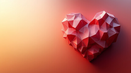 Geometric Origami-Style Hearts in Pink for Valentine&rsquo;s Day
