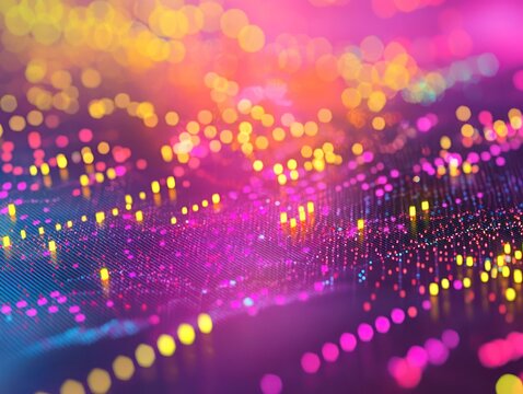 Vibrant scatter plot glowing against gradient backdrop.