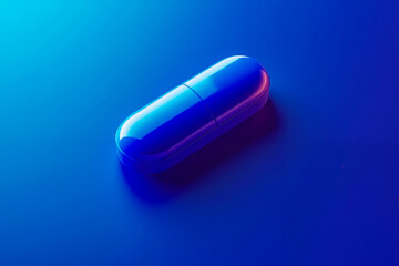 A blue pill on a blue background