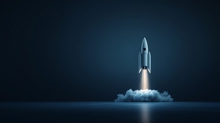 Rocket Launch Against Dark Background