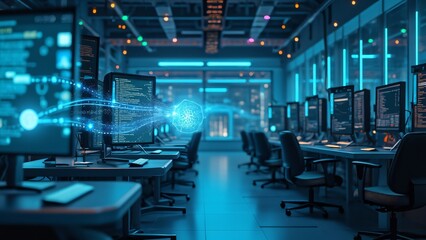 Futuristic Data Center Network Server Room Digital Technology