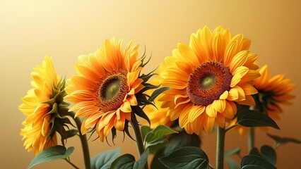 Obraz premium Vibrant Yellow Sunflowers Close Up Summer Bloom