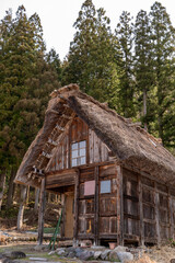 japanese old wooden house in the forest mountain