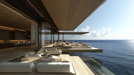 Fototapeta premium Modern Oceanfront Villa: Luxury Coastal Living