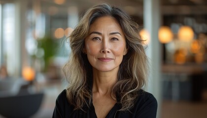 Obraz premium Confident professional woman in a modern office setting