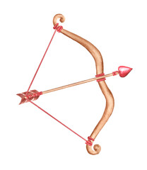 Cupid's bow. Watercolor hand painted illustration, isolated on white background