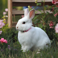 white rabbit on grass