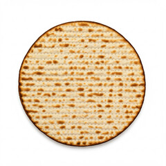 closeup of a single square crisp brown matzah cracker isolated on white background