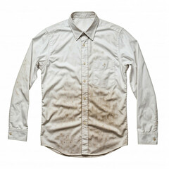 Fototapeta premium white dirty mens long sleeve shirt isolated on white background